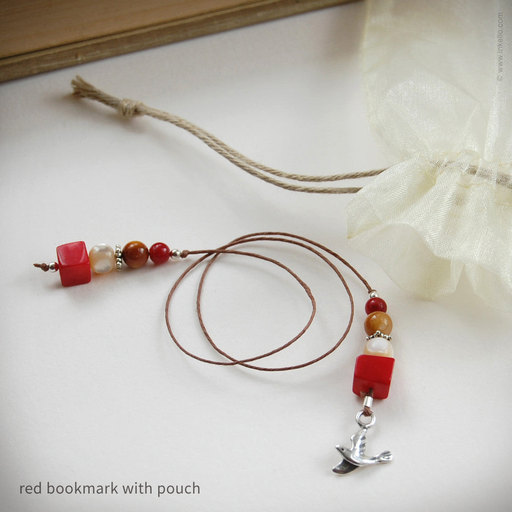 Bird Personalized Bookplates + Beaded Bookmark (