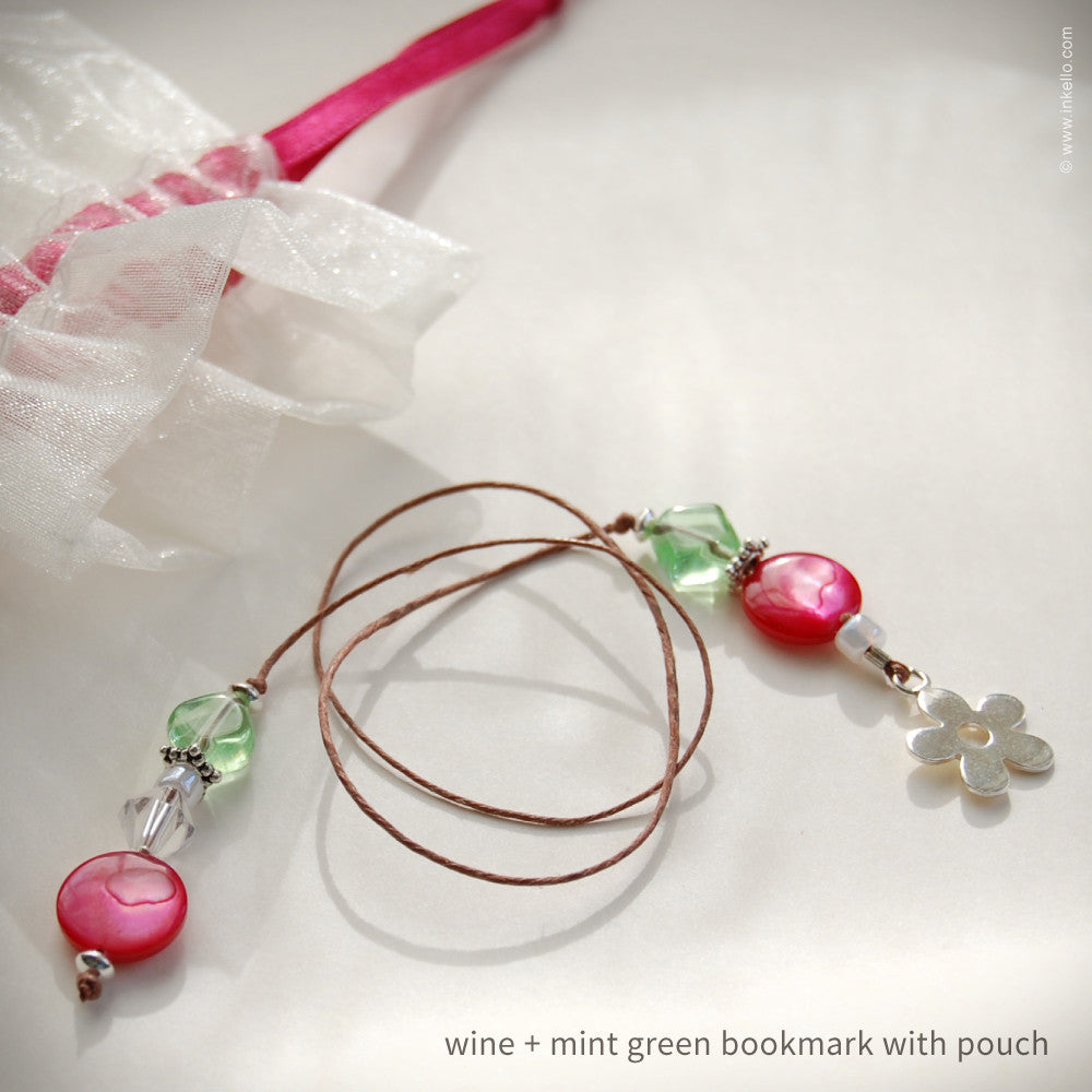 Snow Drop Anemone Personalized Bookplates with Beaded Bookmark (