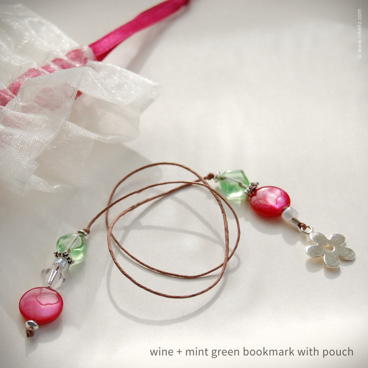 Snow Drop Anemone Personalized Bookplates with Beaded Bookmark (