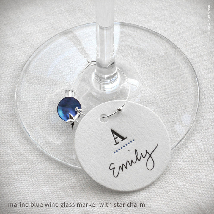 Monogrammed Dotted Wine Glass Markers (