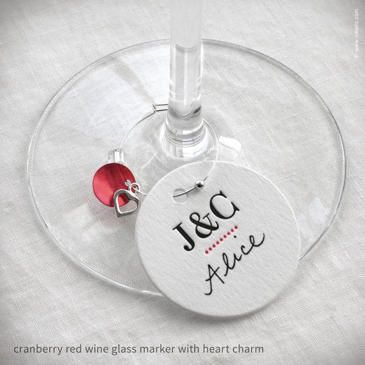 Monogrammed Dotted Wine Glass Markers (
