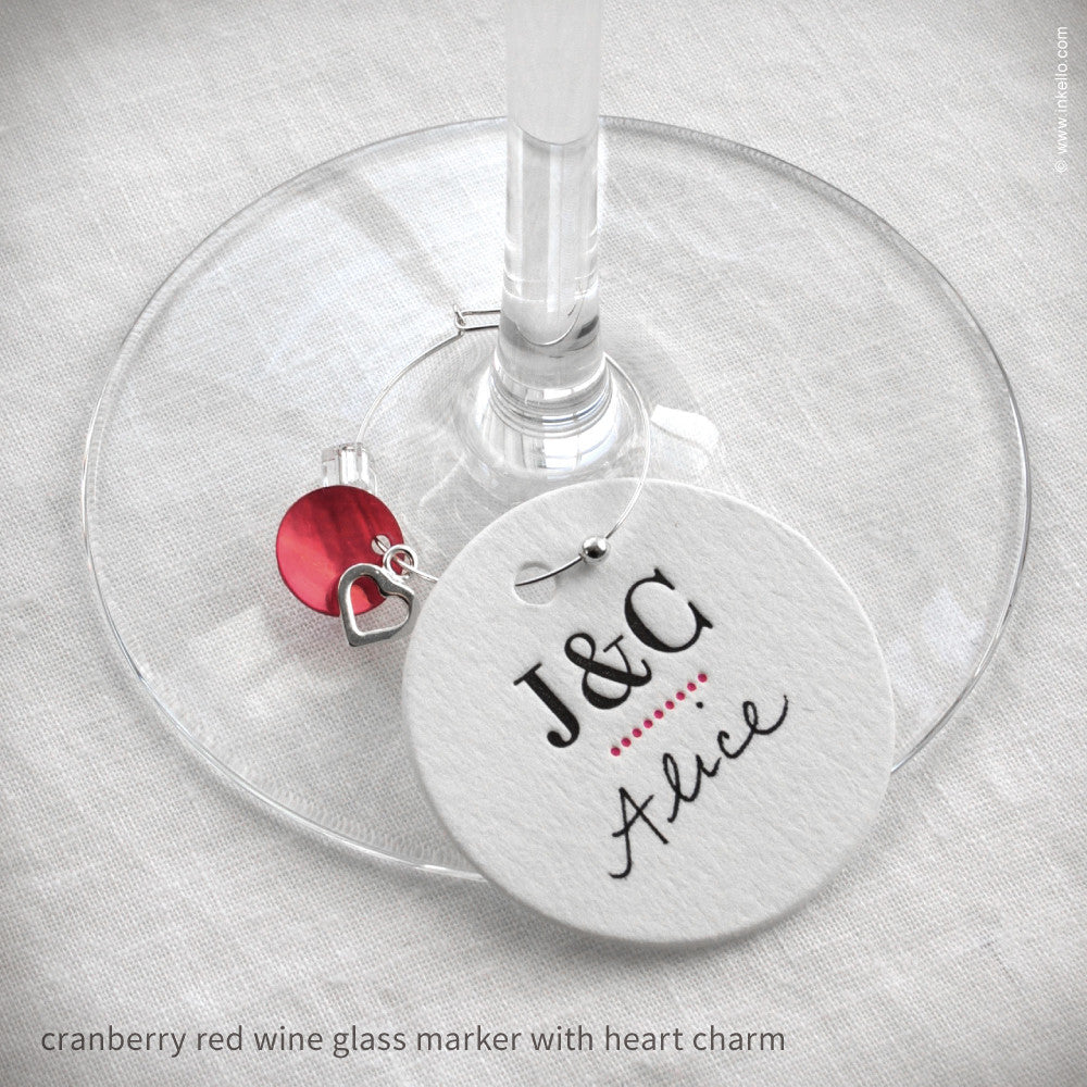 Monogrammed Dotted Wine Glass Markers (#318) — Inkello Letterpress