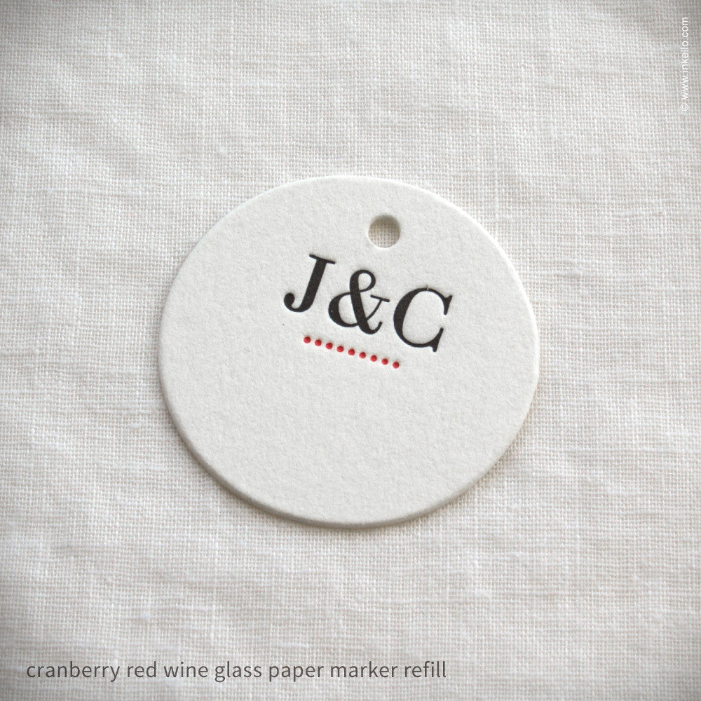 Monogrammed Dotted Wine Glass Marker Refills (#319) Wine Glass Markers - Inkello Letterpress