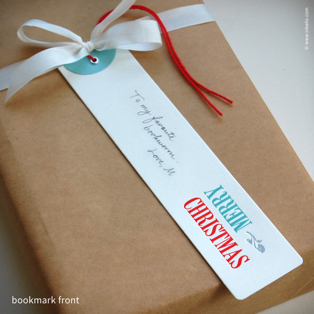"Merry Christmas" Gift Tag Bookmark (#348) Bookmark - Inkello Letterpress