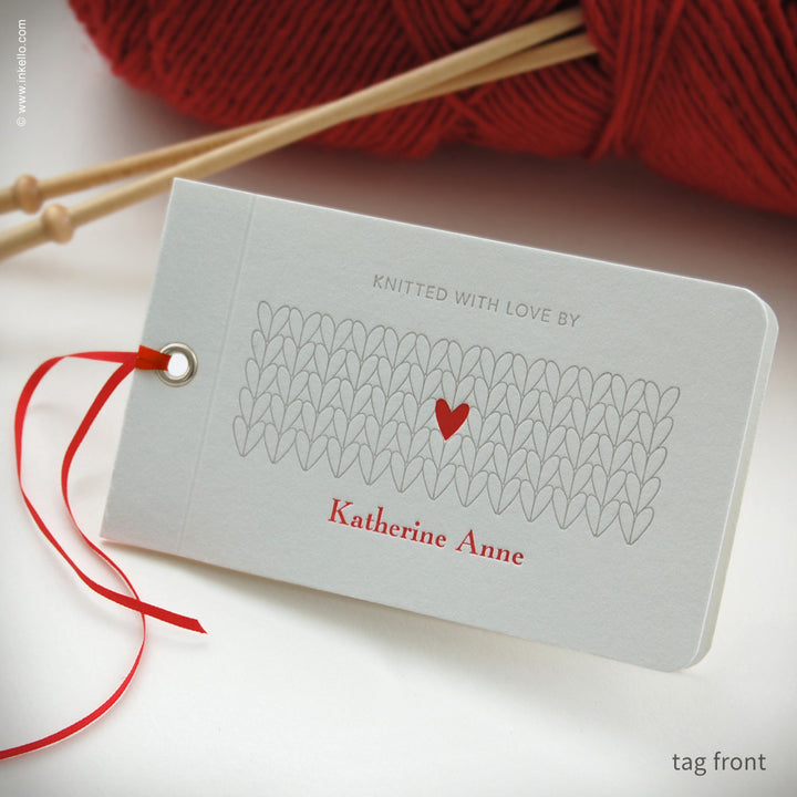 Heart Personalized Knitting Tags (