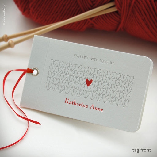 Heart Personalized Knitting Tags (#353) Knitting Tag - Inkello Letterpress