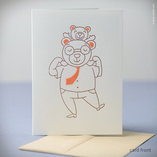 Bear Father's Day Card (#384)  - Inkello Letterpress