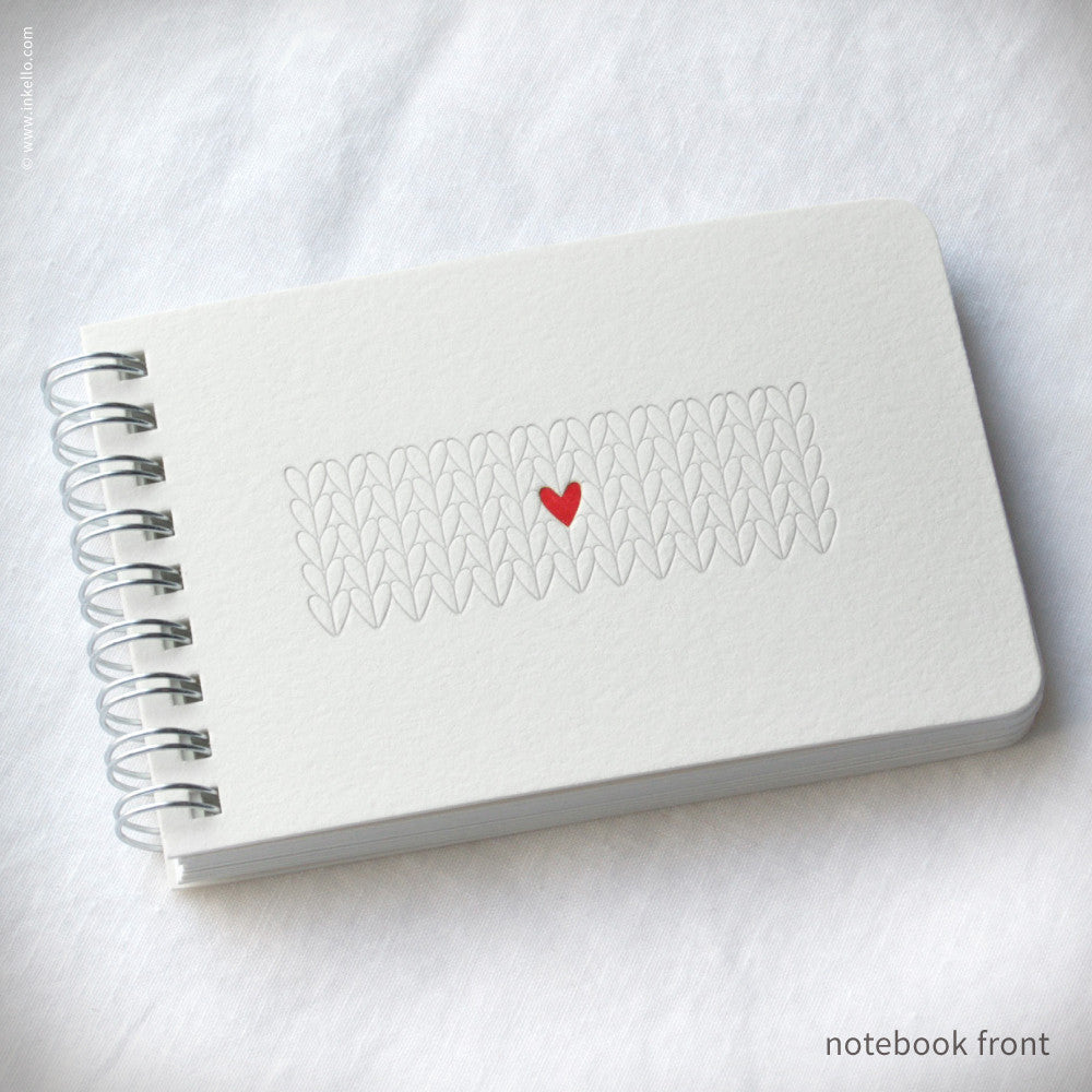 Heart Knitting Spiral Notebook (#410) Notebook - Inkello Letterpress