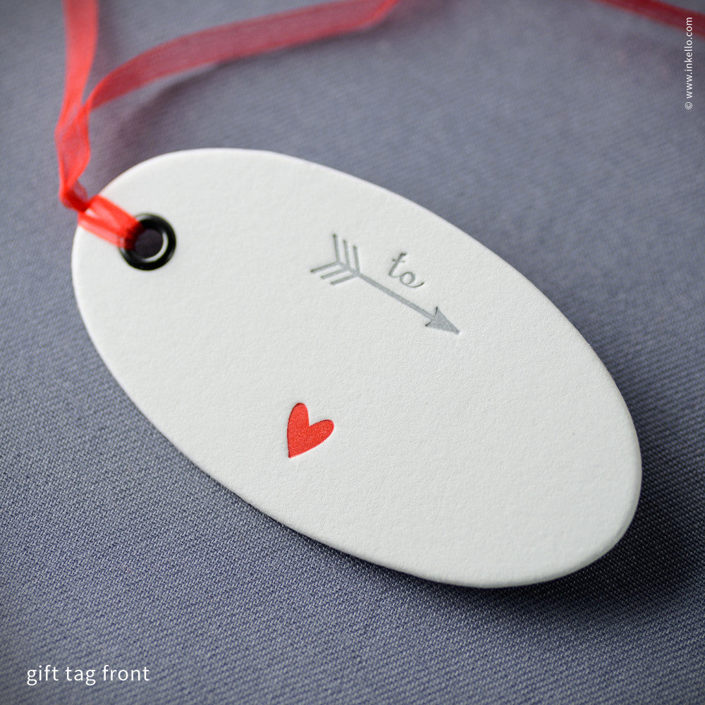Tiny Red Heart Duplex Gift Tag (#414)  - Inkello Letterpress