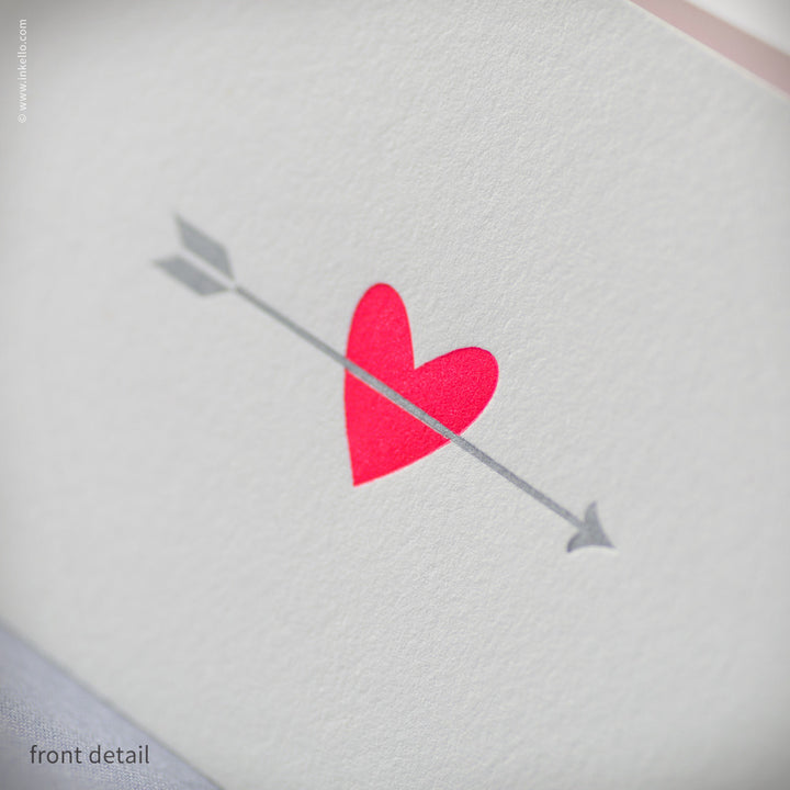 Pink Heart with Silver Arrow Card (