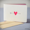 Pink Heart with Silver Arrow Card (#415) Greeting Card - Inkello Letterpress