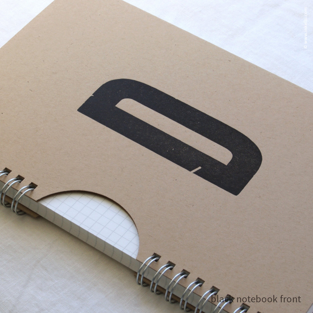 Black Monogram Spiral Notebook with Kraft Cover (