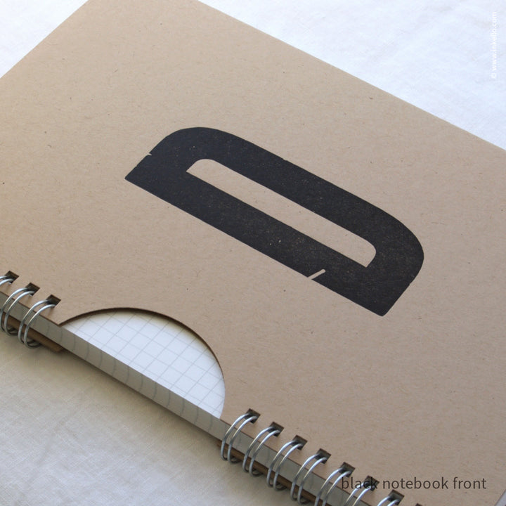 Black Monogram Spiral Notebook with Kraft Cover (