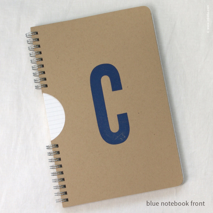 Blue Monogram Spiral Notebook with Kraft Cover (