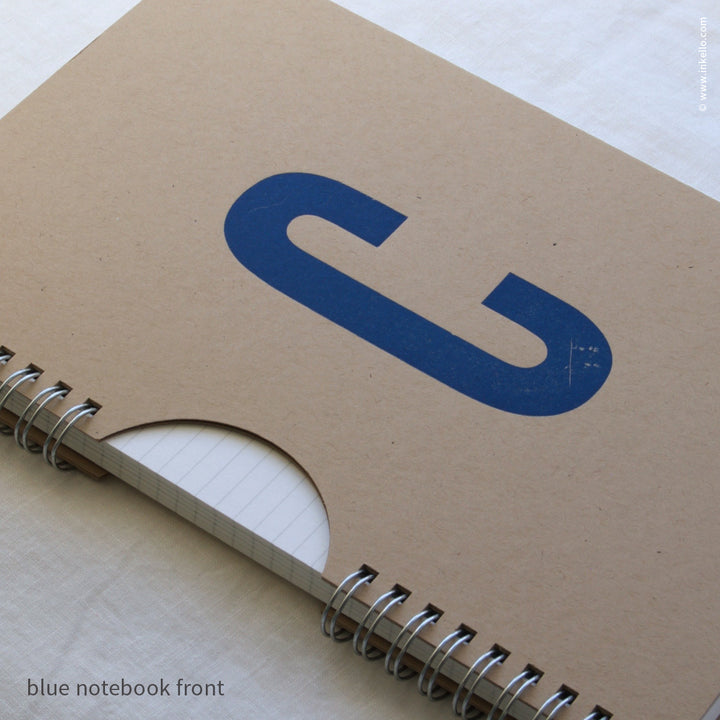 Blue Monogram Spiral Notebook with Kraft Cover (