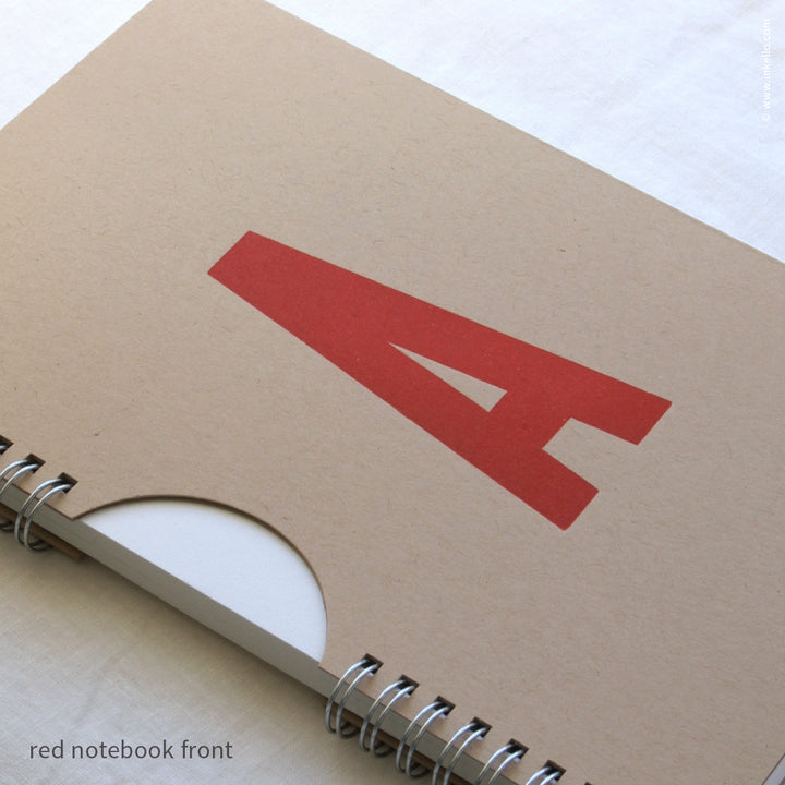 Red Monogram Spiral Notebook with Kraft Cover (