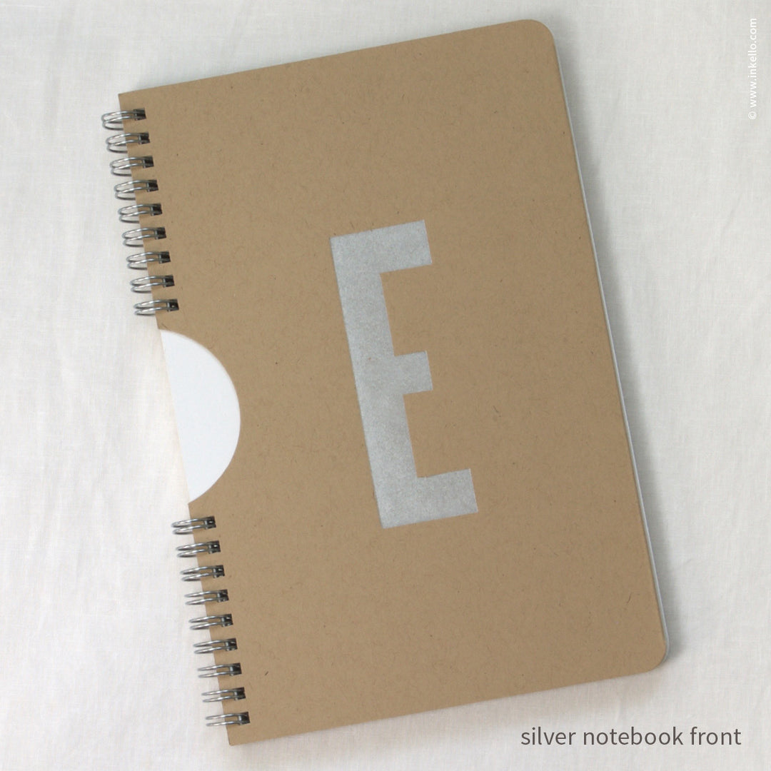 Silver Monogram Spiral Notebook with Kraft Cover (
