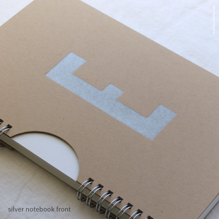 Silver Monogram Spiral Notebook with Kraft Cover (