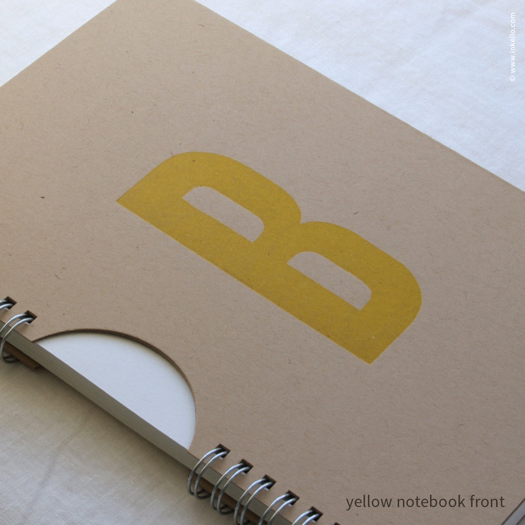 Yellow Monogram Spiral Notebook with Kraft Cover (