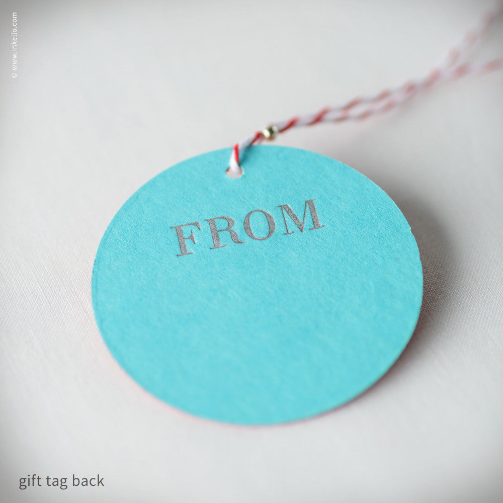 Red and Blue-Green Duplex Circular Gift Tag (