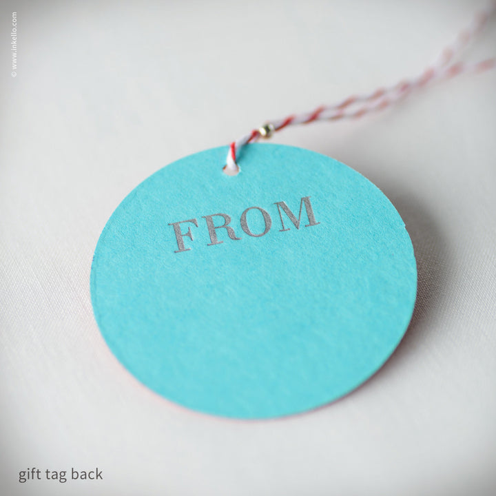 Red and Blue-Green Duplex Circular Gift Tag (