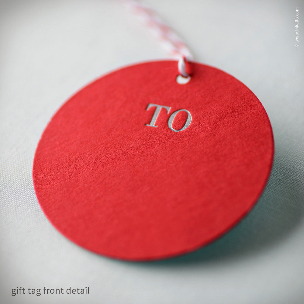 Red and Blue-Green Duplex Circular Gift Tag (