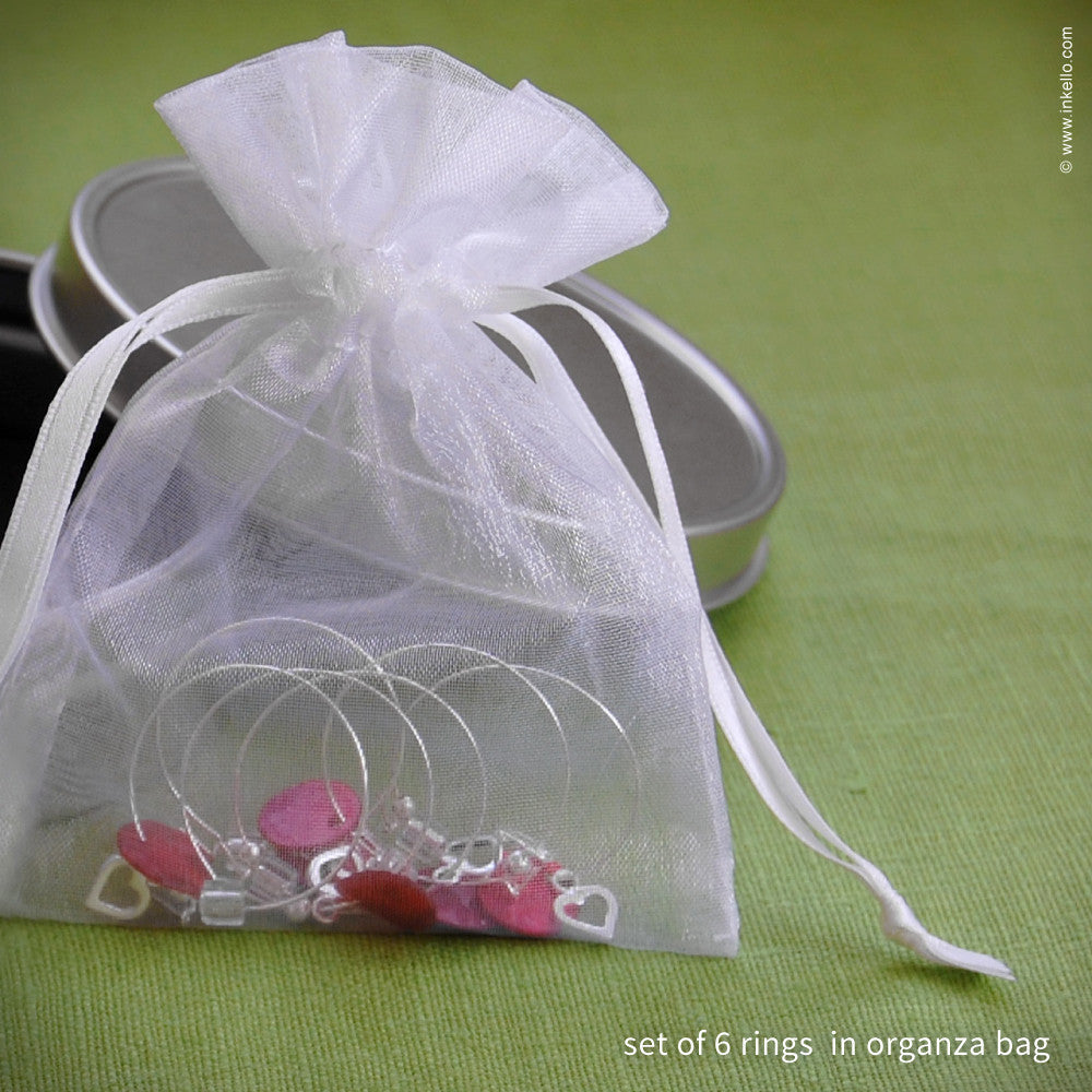 Set of 6 Wine Glass Marker Rings (