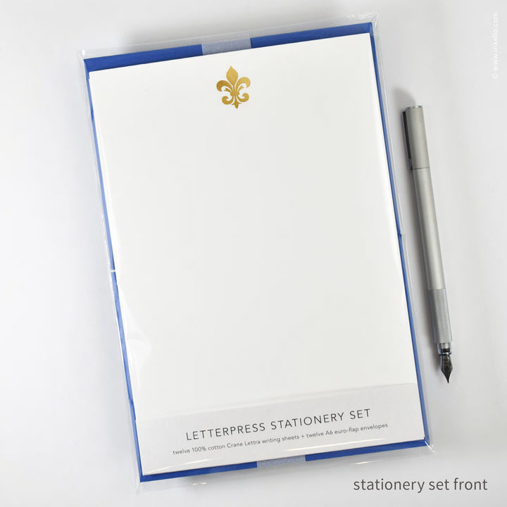 Stationery Set with Gold Fleur-de-Lis (