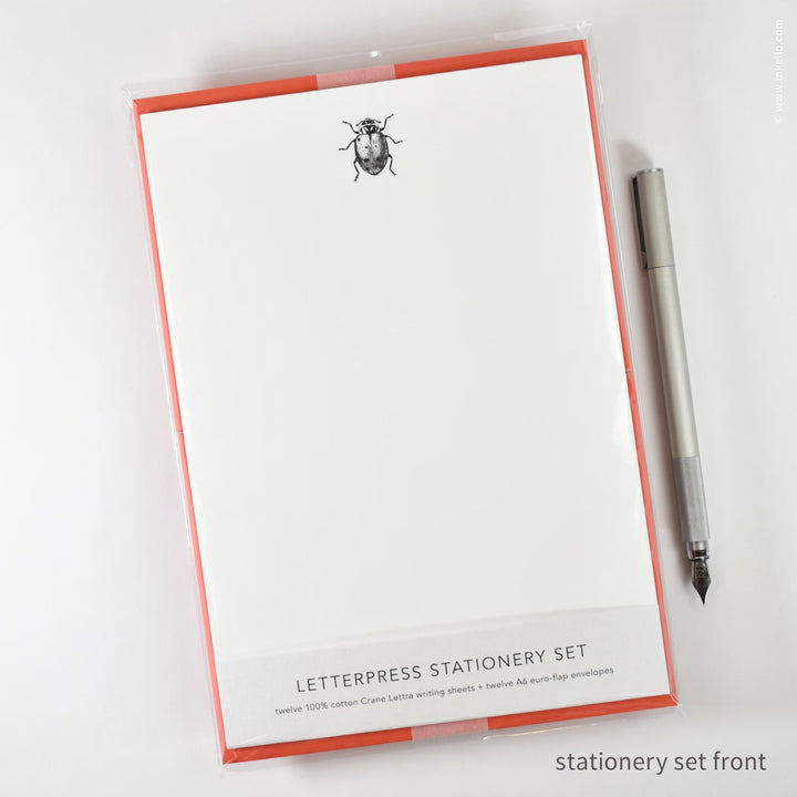 Stationery Set with Black Ladybug (