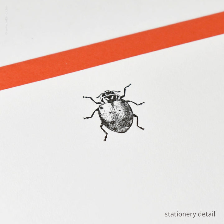 Stationery Set with Black Ladybug (