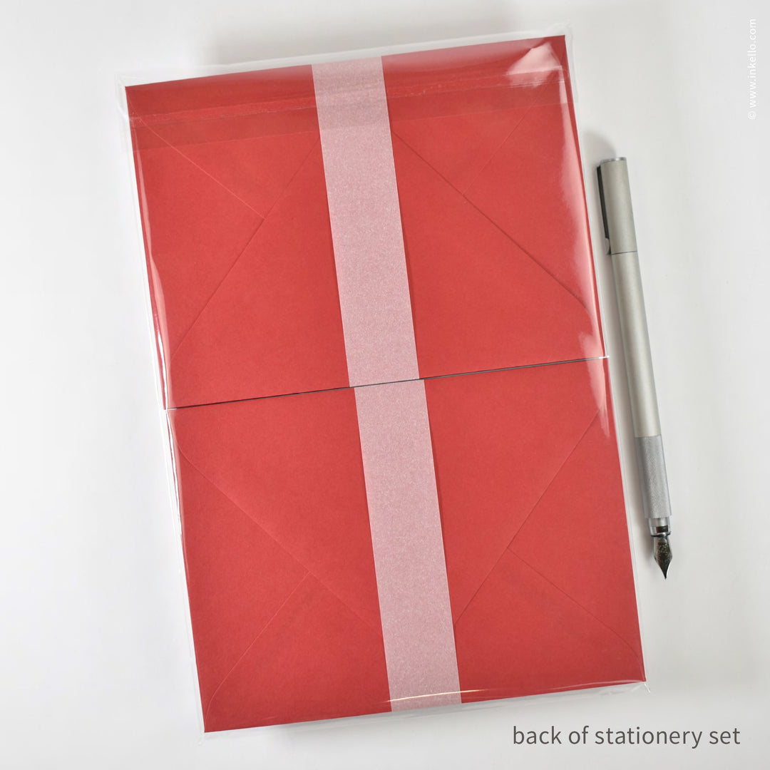 Stationery Set with Red Maple Leaf (