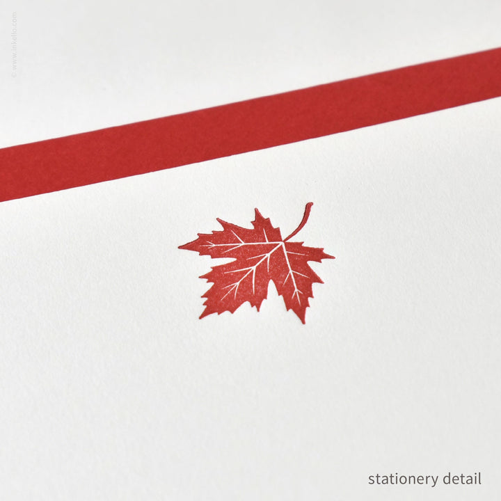 Stationery Set with Red Maple Leaf (