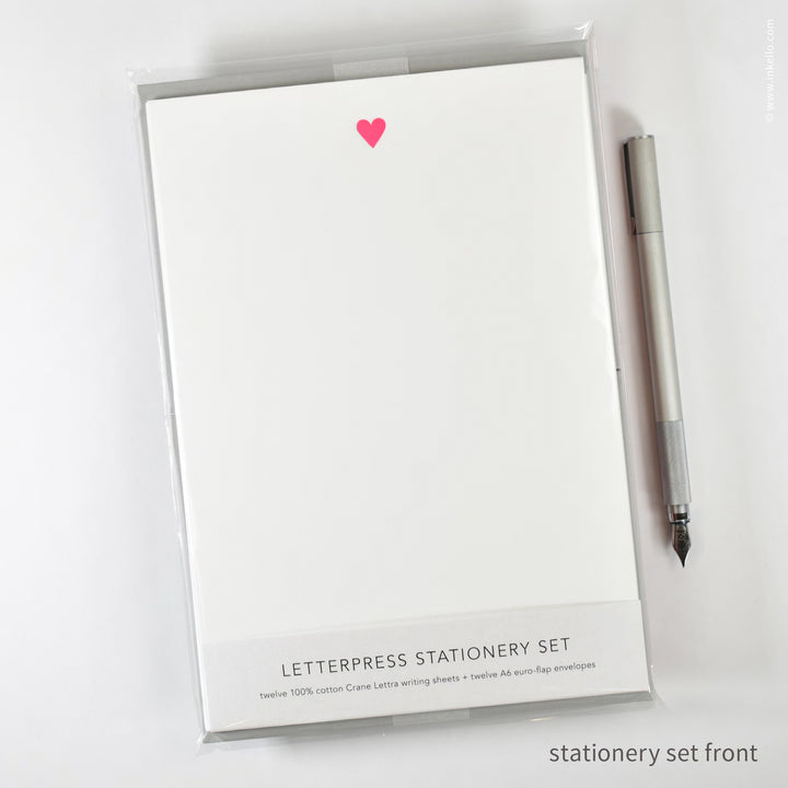 Stationery Set with Neon Pink Heart (