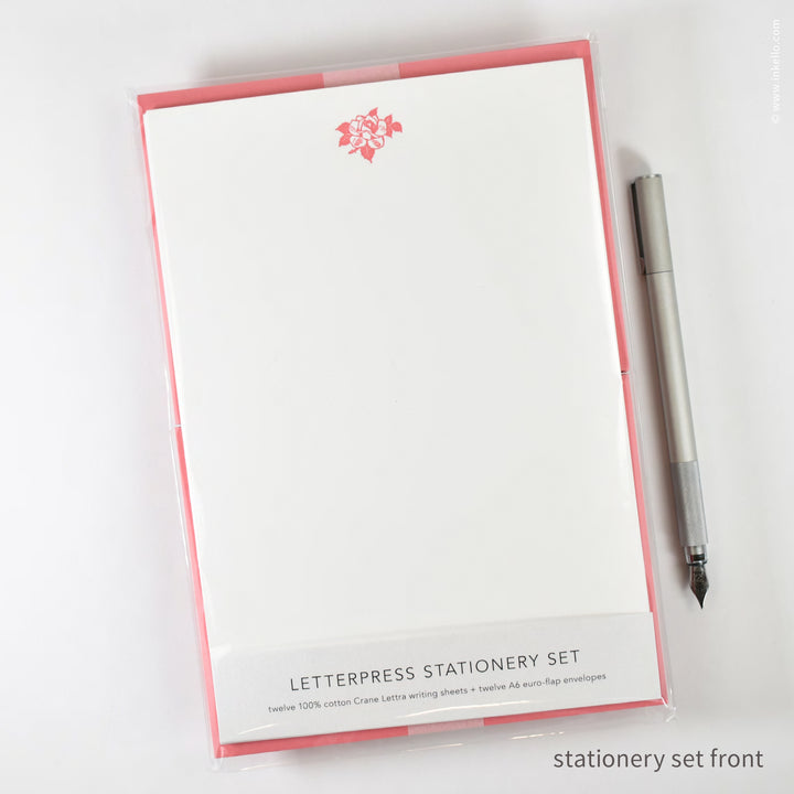 Stationery Set with Vintage Pink Rose (