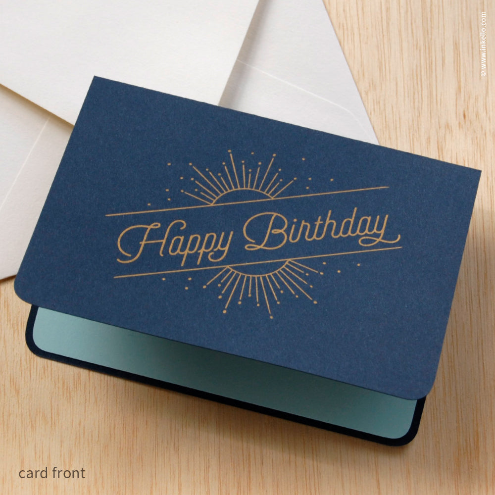Navy "Happy Birthday" Birthday Sun &amp; Stars Card (