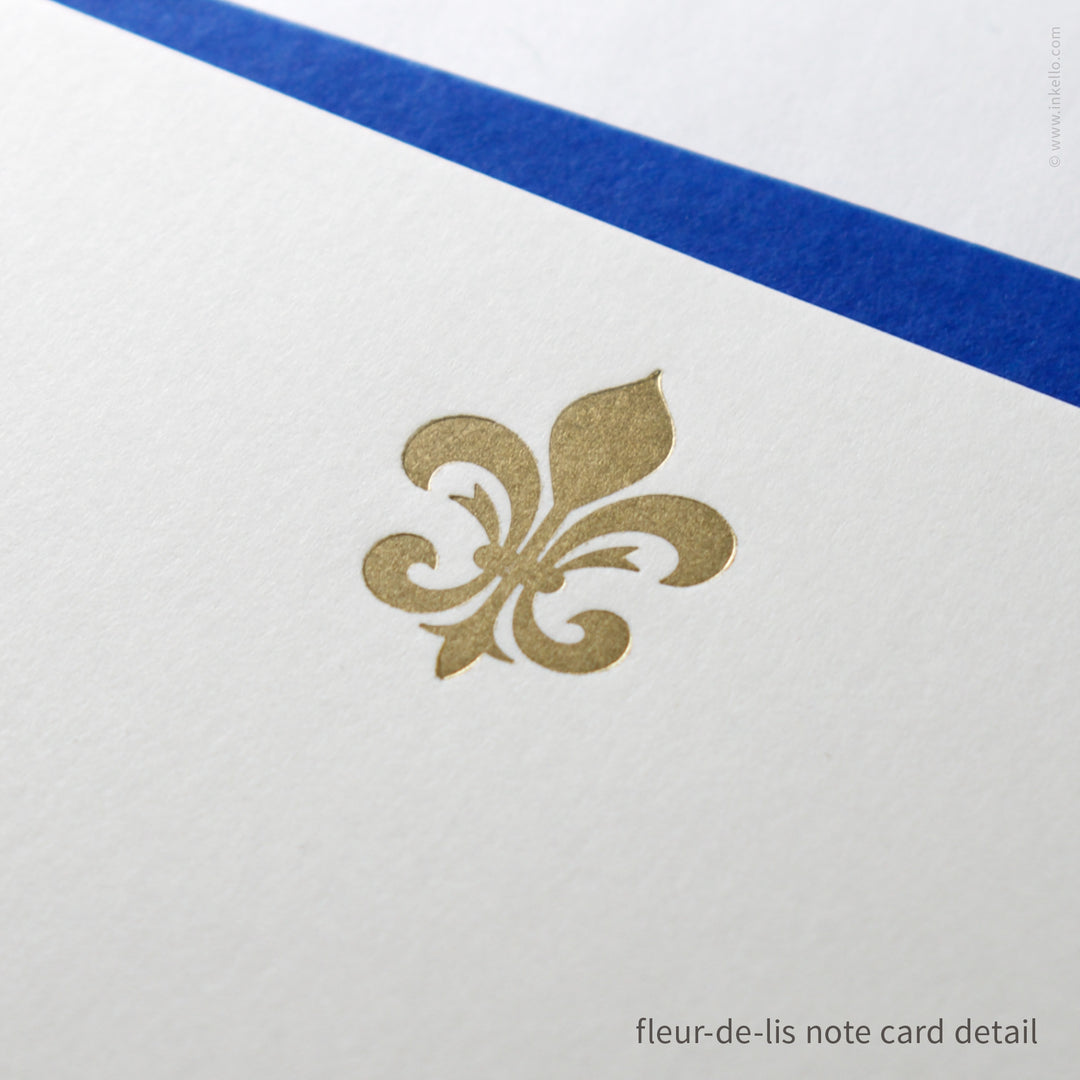 Flat Note Card Set with Gold Fleur-de-Lis (