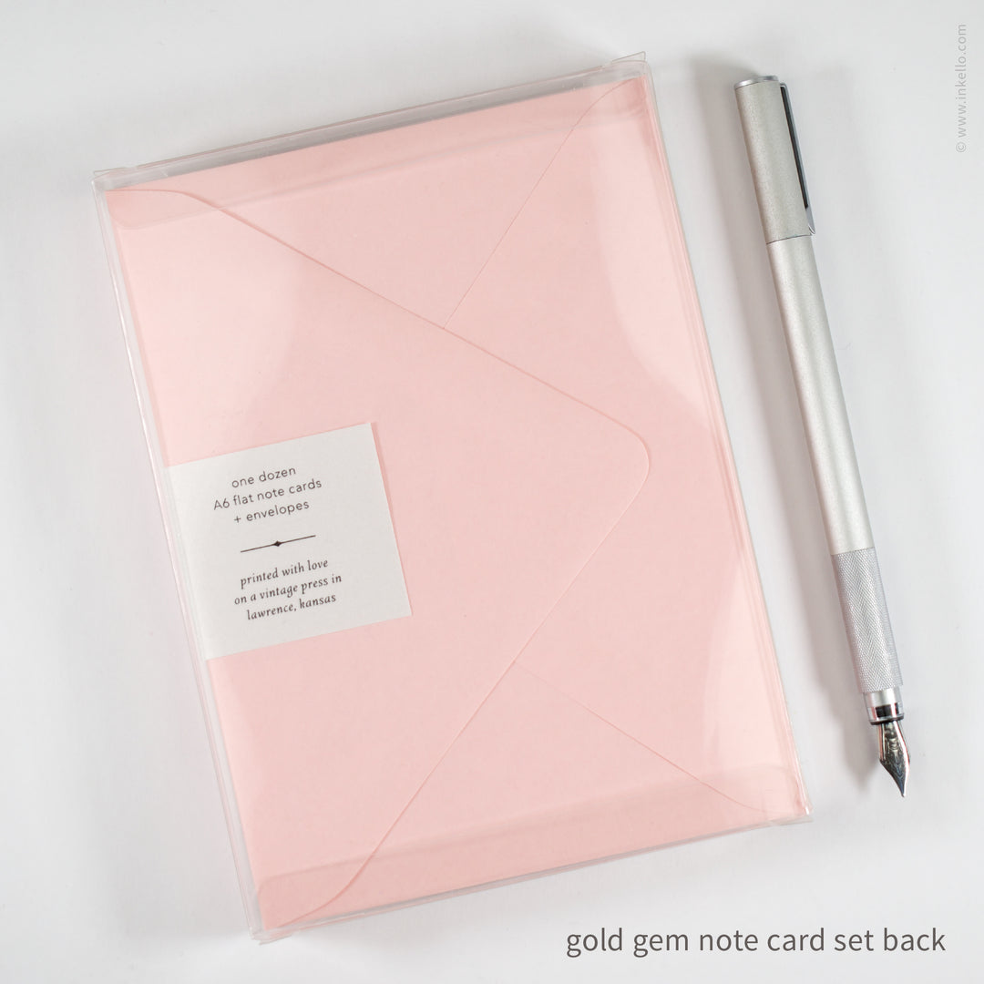 Flat Note Card Set with Gold Gem (