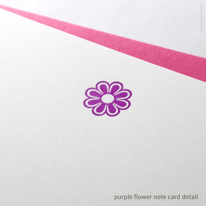 Flat Note Card Set with Purple Flower (