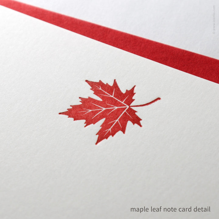 Flat Note Card Set with Red Maple Leaf (