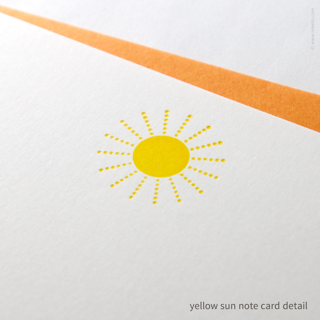 Flat Note Card Set with Yellow Sun (