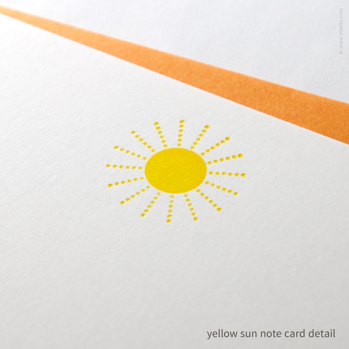 Flat Note Card Set with Yellow Sun (