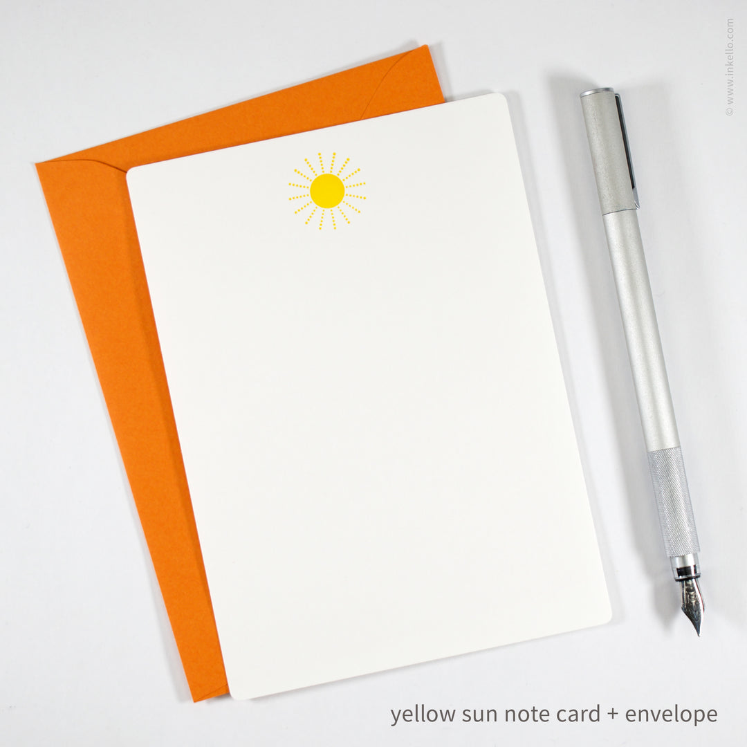 Flat Note Card Set with Yellow Sun (