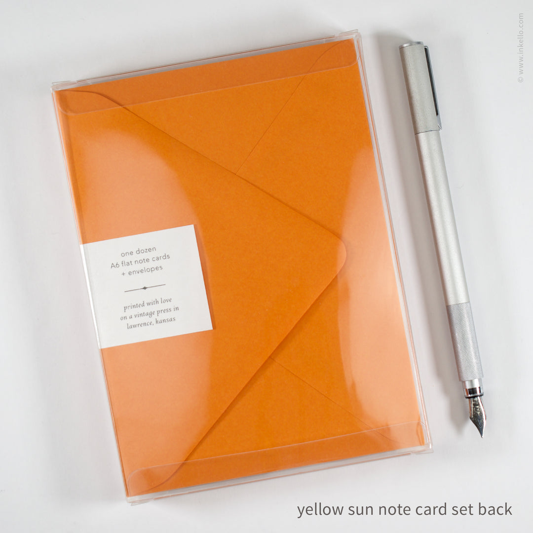 Flat Note Card Set with Yellow Sun (
