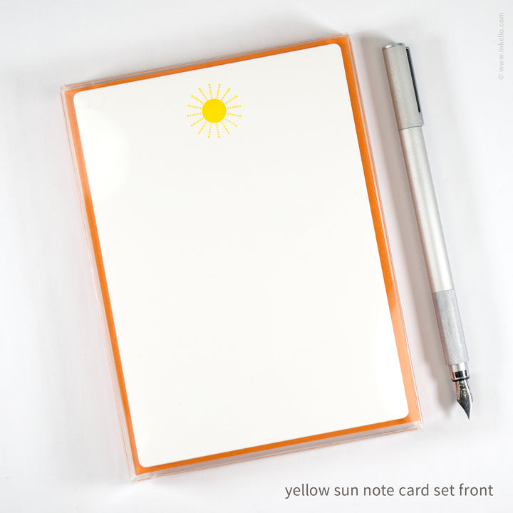 Flat Note Card Set with Yellow Sun (