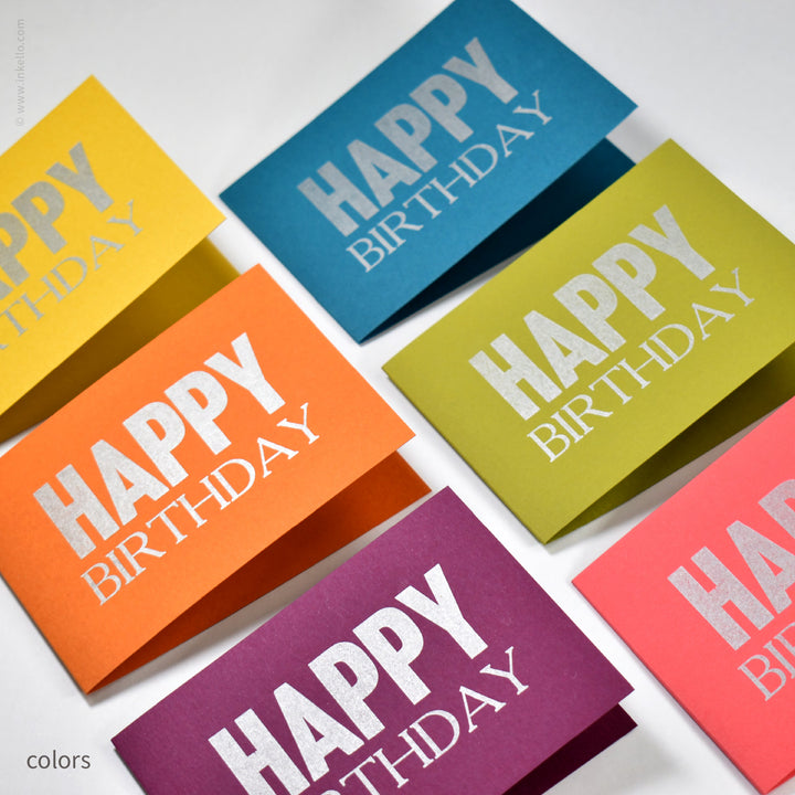 Happy Birthday Card with Silver Type (