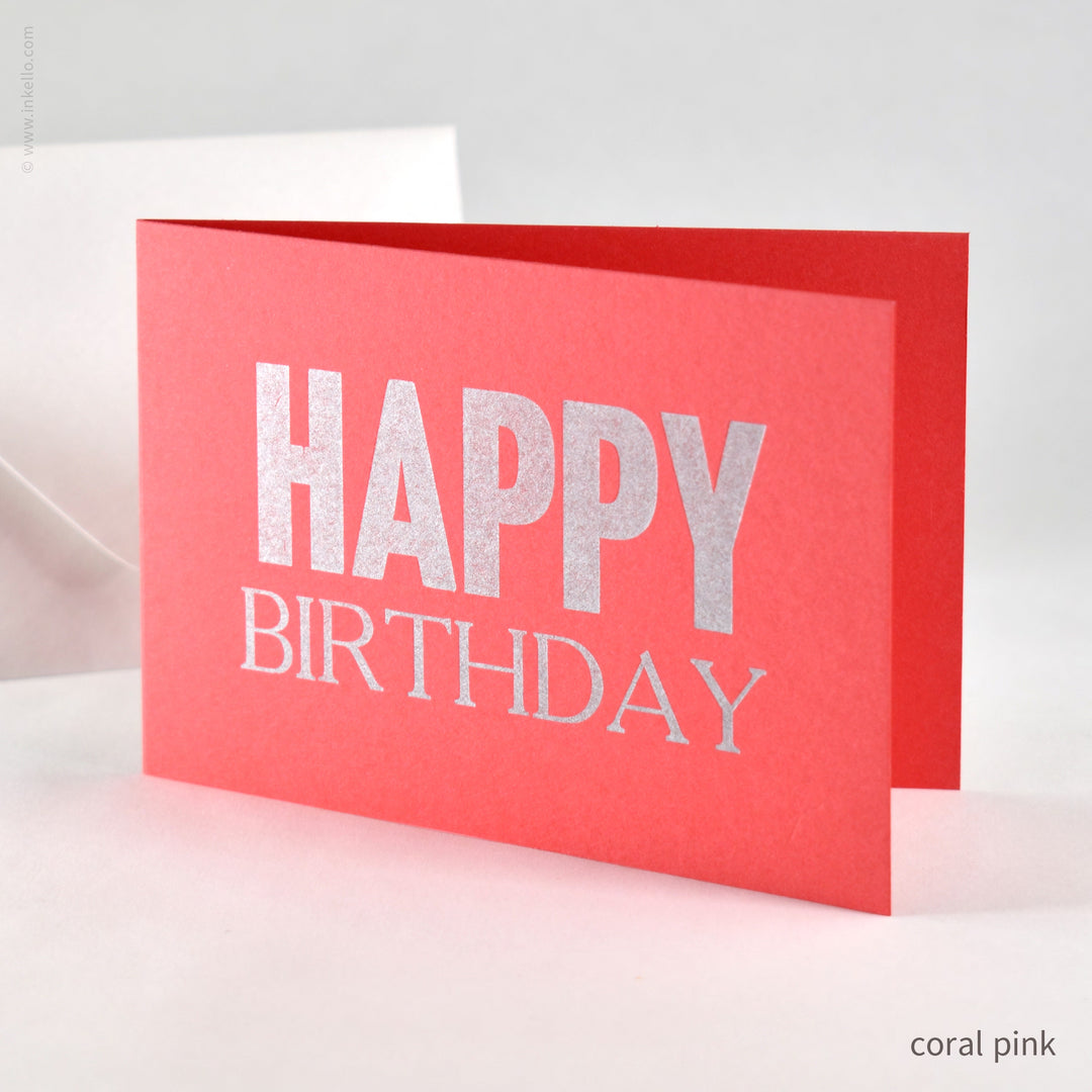 Happy Birthday Card with Silver Type (