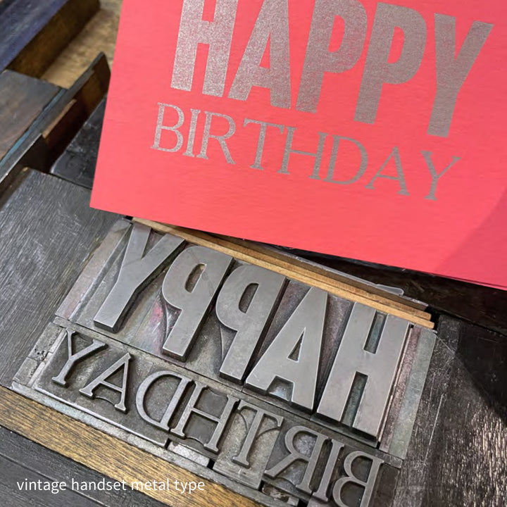 Happy Birthday Card with Silver Type (