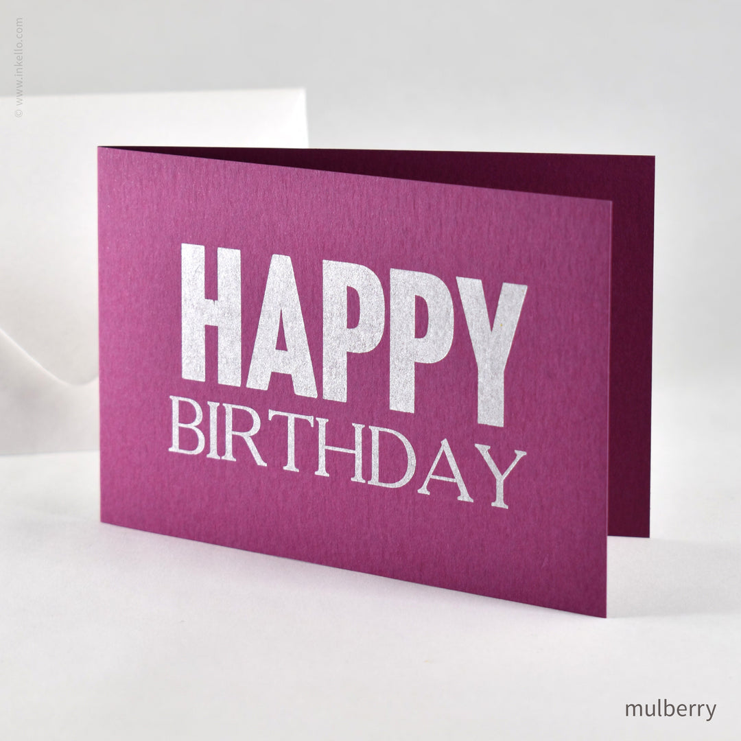 Happy Birthday Card with Silver Type (