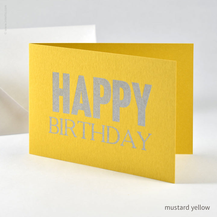 Happy Birthday Card with Silver Type (