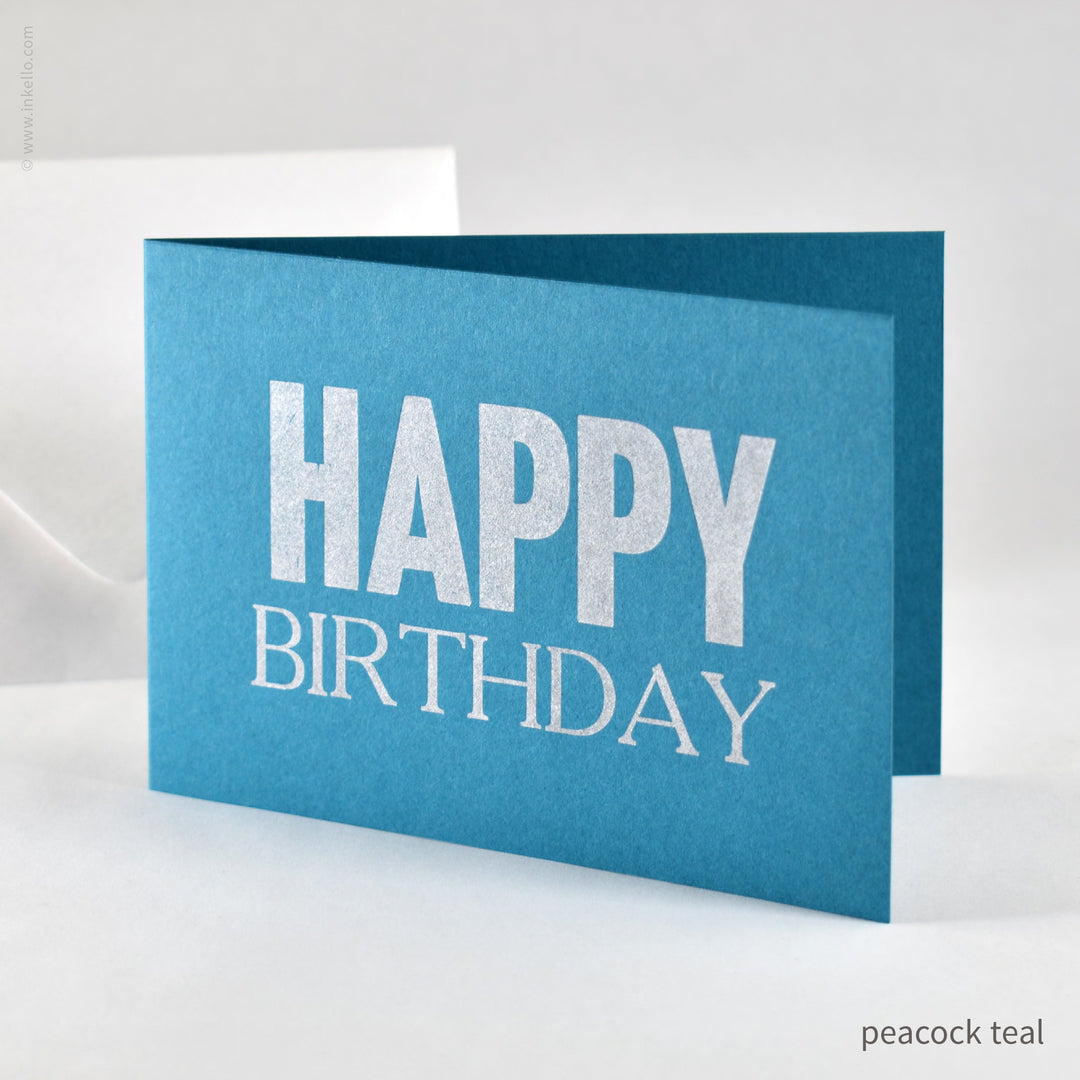 Happy Birthday Card with Silver Type (